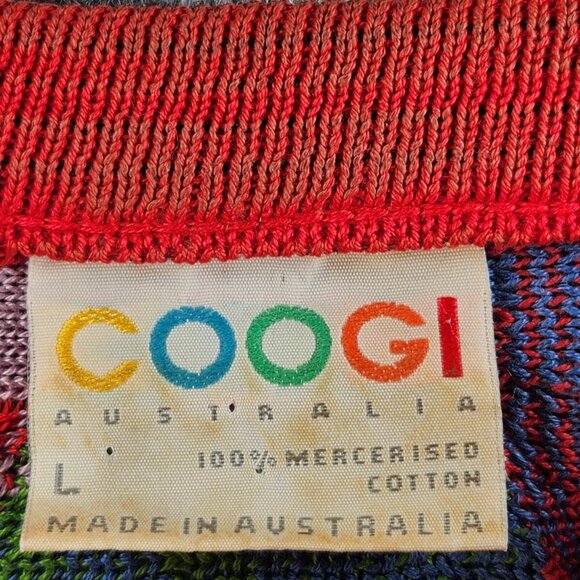 COOGI Australia Short Sleeve Sweater Knit Intricate Colorful Large Patchwork Art - Picture 7 of 16